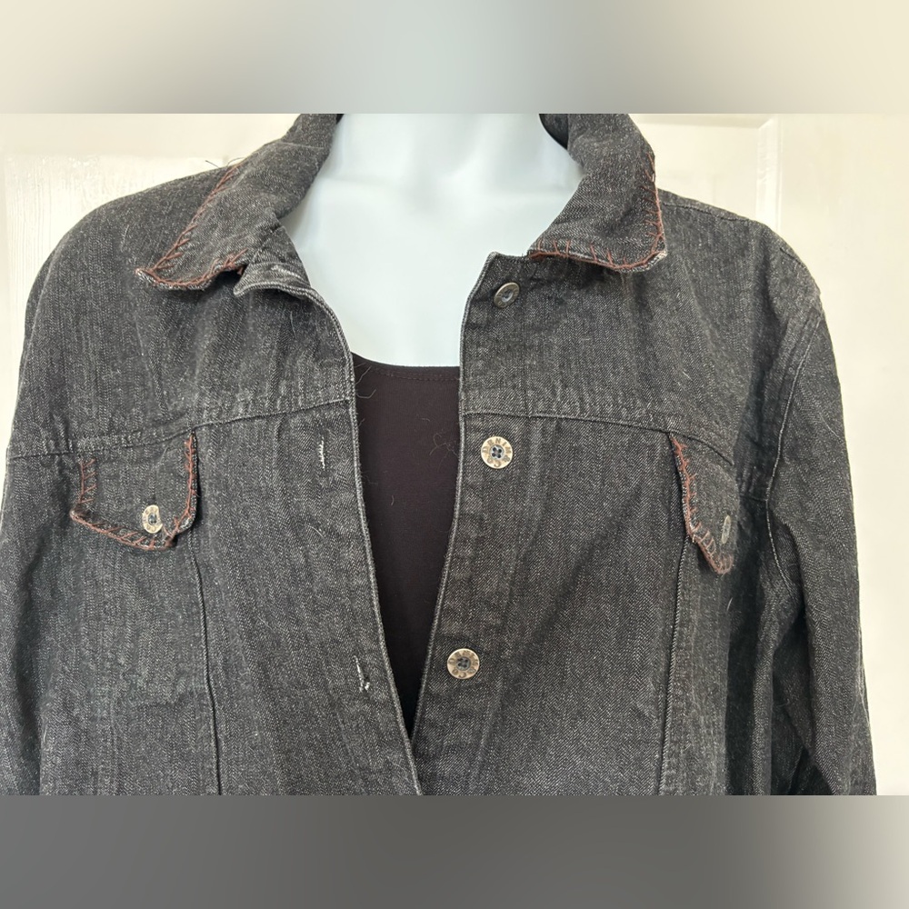 Denim & Co Black Denim Jacket 2X - Picture 3 of 6
